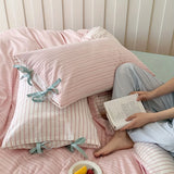 SHOPMOCHO Double Sided Stripes Bow Pillow Cases 48x74cm Soft Comfortable Covers Cotton Pillow Cover Pillow Sham Beds Home Decoration gifts