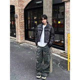 SHOPMOCHO Retro Washed Camouflage Workwear Casual Pants Men Women Slim Fit Straight Leg Micro Flared Wide Leg Long Trousers