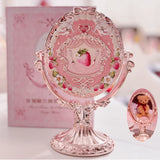 SHOPMOCHO Flower Knows 9th Anniversary Limited Edition Luxury Vanity Mirror with Paddle Hair Brush And Brush Holder Set for Makeup Desk