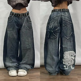 Shopmocho Streetwear New Harajuku Solid Color Washed Baggy Jeans Men Y2K Fashion Retro Punk Casual Joker Gothic High Waist Wide Leg Pants