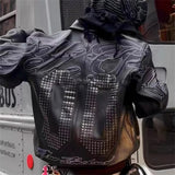 SHOPMOCHO American-style heavy-duty jackets for men vintage embroidery baseball jacket unisex leather jacket motorcycle coats men jacket