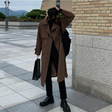 SHOPMOCHO Trench coat Brand New Spring Trench Korean Men's Fashion Overcoat Male Long Windbreaker Streetwear Men Coat Outer Wear Clothing