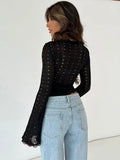 Shopmocho Women's T-shirt New Autumn Club Party Sexy Lace Tees Streetwear Fashion Long Sleeves T-shirt Lady Versatile Casual Slim Clothing