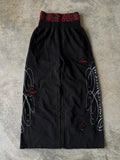 SHOPMOCHO Retro Y2K Studded Sweatpants American Embroidery Casual Wide Leg Jogging Pants Oversized Wide Leg Pants Loose Striped Sweatpants