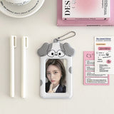 Shopmocho Ins Style Cartoon Puppy Photocard Holder With Keychains Cute 3inch Cards Protect Sleeves For Students
