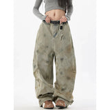 SHOPMOCHO Summer 2025 Graffiti Blue Jeans Women Y2K Vintage High Waisted Jeans Straight Streetwear Loose Large Wide Leg Denim Pants