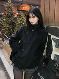 SHOPMOCHO Street autumn/winter solid color women's turtleneck coat Y2K hip-hop retro Harajuku cute casual fashion versatile new women tops