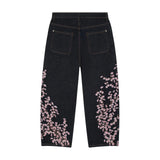 Shopmocho Harajuku Flower Woman Embroidery Baggy washed jeans Y2K Vintage 2000s streetwear American Gothic Pants Men Women wide leg pants