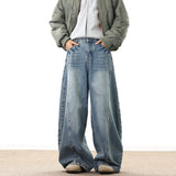 SHOPMOCHO Wide Leg Denim Pants Male Loose Cowboy Mopping Trousers Baggy Men's Jeans Fashion Handsome Washed Streetwear Casual