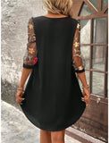 Shopmocho Luxury Dress Women's Perspective Mid Sleeve Printed Round Neck Mini Skirt Summer Party Dress