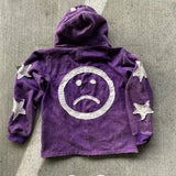 SHOPMOCHO Autumn And Winter Hoodie Patchwork Letter Star Pattern Long Sleeved Pullover Hoodie Harajuku Fashionable Loose Versatile Jackets