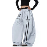 SHOPMOCHO 2026 Street Casual Pants Double Waist Head Letter Print Women's Wide Leg Lazy Wind All Match Street Leisure Long Pants