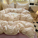 Shopmocho A 3-piece set of hollowed-out lace duvet covers, bedding including (1 duvet cover +2 pillowcases) without cores, comfortable
