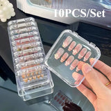 Shopmocho 10PCS Press-On Nail Storage Acrylic Boxes with Adhesive Sheets Transparent Clear Nail Boxes Jewelry Storage Tool&Accessories