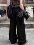 SHOPMOCHO Women's Street Style Casual Sweatpants with  Punk Style Patterns New Arrivals for Spring Fleece Loose Fit Streetwear Oversized