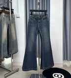 SHOPMOCHO Retro Gothic Punk Metal Grunge Jeans Y2k Women Blue Washed Slim Sexy Micro Flared Jeans Fashion Streetwear Low Waist Denim Pants