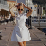 Shopmocho 2025 Women‘s Sexy Slim Fit Hollow Mini Dress Spring New Y2K Sleeveless A- LINE Black Dress High Street Commute Elegant Dresses