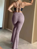 SHOPMOCHO-Slim High Waist Capris Sexy Bell Bottom Flare Tights Solid Hot Y2k Women Clothes E Girl Aesthetic Fashion Streetwear Woman Pants