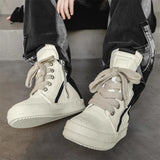 SHOPMOCHO High-top Sports Shoes Lace-up Leather Ankle Boots Male Skateboard Shoes Basketball Sneakers 39-44 Men Casual Luxury Sneakers