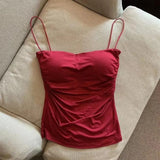 SHOPMOCHO Y2K Sexy Tank Tops Women Spaghetti Strap Crop Top With Bra Bodycon Sleeveless Cami Tube Top Basic Camisole Tees Korean Clothes