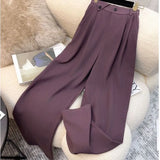 Shopmocho Simple Sleeveless Suit Vest Casual Wide Leg Pants Two-piece Set for Women 2025 New Elegant Suit Set