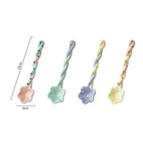 Shopmocho Ceramics Long Handled Spoon New Instagram Style Household Stirring Spoon Hand Painted Flower Shaped Coffee Spoon