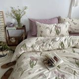Shopmocho Floral Style Duvet Cover Pure Cotton Bed Cover Girls Soft Comforter Covers Set with Pillowcase이불커버 King Size Quilt Cover Set