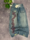 SHOPMOCHO American Y2K New Pattern Embroidery Baggy Jeans Men High Street Vintage Hip Hop Fashion Casual Joker Couple Wide-leg Pants