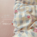 SHOPMOCHO Ins Girls Strawberry Bedding Sets 2025 New Queen Size Bed Sheet Set Duvet Cover Set With Pillowcase No Filling