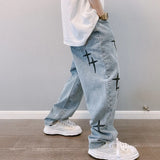 SHOPMOCHO Prints Jeans Men 2026 New Streetwear Baggy Wide Leg Jeans Korean Fashion Drapes Straight Casual Loose Denim Cargo Pants