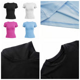 SHOPMOCHO-Woman Clothing Short Sleeve T-shirt Slim Fit Tops Female O-Neck Knitted Sheath Tee Shirt Street Wear Sex Sporty 2025 Y2K New2410