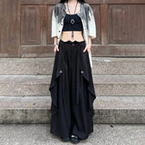 Shopmocho Gothic Harajuku Y2k Skirt Pants Japanese Irregular Stitching Samurai Hakama Genderless Streetwear Campus Valentines Pants Unisex