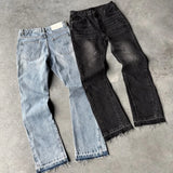 SHOPMOCHO Y2K American Retro Trend Harajuku Men And Women Slim Jeans Fashion Hip-Hop Geometric Embroidery Gothic Casual Micro-Flared Jeans