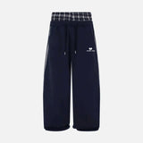 SHOPMOCHO American Retro College Style Loose Fit Two-Piece Set with Double Waist Head Fake Bathroom Pants for Sports Leisure 2025 Fashion