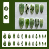 SHOPMOCHO 24pcs Y2k Almond Fashion Fake Nails Moon Star Style Swan Pattern Sweet Cool Press On Nails Full Cover Detachable False Nail