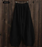 Shopmocho Cotton Linen Bloomers Wide Leg Pants Women Vintage Full Length Fashion Elegent Pants Solid Elasitic Waist Spring Autumn 5XL