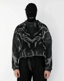SHOPMOCHO Black Retro Long-Sleeved Punk Gothic Harajuku Knitted Sweatshirt Men And Women Y2k American Striped Tear High Street Sweaters