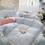 SHOPMOCHO 3 Piece duvet cover Set bowknot printting Quilt cover Set  comfortable Ruffles Bedding Set Bedspread for All Season