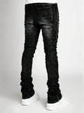 SHOPMOCHO Men's denim fashion personality straight leg men's pants European and American fashion Instagram hot item elastic pearl denim la