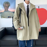 SHOPMOCHO Spring 2026 jacker Men's Loose Fit Casual Hooded Jacket Outdoor Fashion Coat New Mid-length jacket man