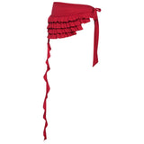 SHOPMOCHO Embroidered Flower Lace Mini Skirt Irregular See Through Ruched Skirts Lace-up Design High Waist Pleated Skirts