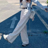SHOPMOCHO-High Waist Wide Leg Jeans Loose Female Style White Denim Pants Straight Floor-Length Design for plus Size Women