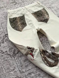 SHOPMOCHO Streetwear Retro Snake Jeans Boa Embroidery Graphic Python Print Pocket Denim Pants Y2K Trend Unisex Baggy Straight Leg Pants