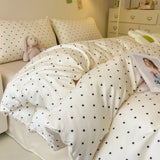 SHOPMOCHO 3pcs Satin Duvet cover set (1*Duvet Cover + 2*Pillowcase, Without Core), Black dot print Bedding Set, Soft Comfortable