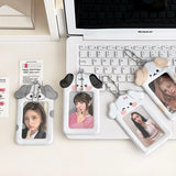 Shopmocho Ins Style Cartoon Puppy Photocard Holder With Keychains Cute 3inch Cards Protect Sleeves For Students