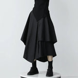 SHOPMOCHO Women Skirts Gothic Irregular Skirts Pants Women High Waist White Black Long Skirts Female Pleated Skirts Culottes Women Clothes