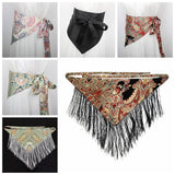 Shopmocho Chinese Style Ethnic Triangular Waistband Embroidered Printing Tassel Floral Triangular Belt Jeans Decor Clothing Accessories