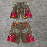 SHOPMOCHO Embroidered Shorts Y2K Streetwear Man Woman Clothing Harajuku Hip Hop Baggy Denim Gym Shorts Gothic Summer Basketball Shorts