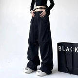 SHOPMOCHO 2025 Autumn New Women's Cargo Pants American Style Loose Fit Long Pants For Sports Casual Bell Bottoms Floor Length