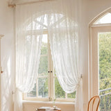 SHOPMOCHO 1pc White Lace Curtains Lace Sheer Curtains for Livng Room Luxury Vintage Floral Lace Curtains for Bedroom Room